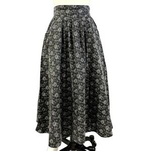 VTG Gunne Sax Jessica McClintock Gray Floral Print Skirt Sz S NWOT